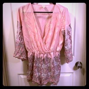 Pink owl romper women’s size Large